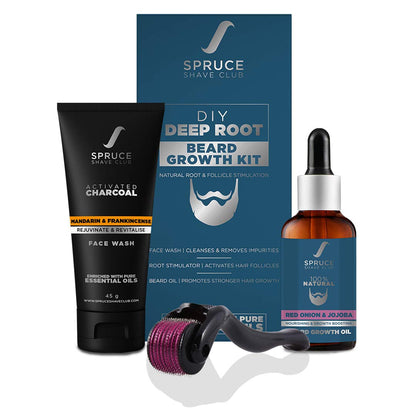 Spruce Shave Club Beard Growth Kit For Men | Face Wash for Men (45g), Beard Growth Oil (30 ml)& Beard Activator (one) for Stronger & Faster Beard Growth | 3 Step Grooming Kit For Men for Beard Growth