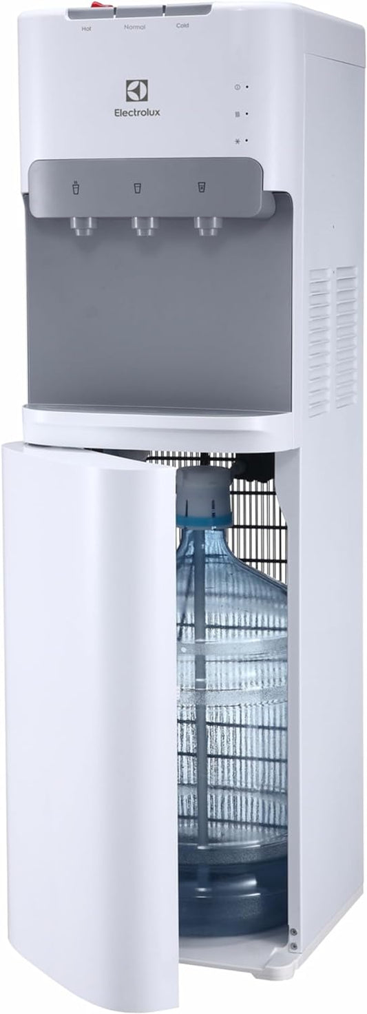 Electrolux Bottom Loading Water Dispenser, Hot Cold and Ambient Temperature, European Quality Floor Standing Water Cooler with LED Indicator, Child Safety lock, Best for Home/Office, White-EQAXF1BXWG