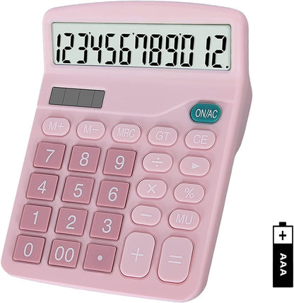 EooCoo Basic Standard Calculator 12 Digit Desktop Calculator with Large LCD Display for Office, School, Home & Business Use, Modern Design - Green