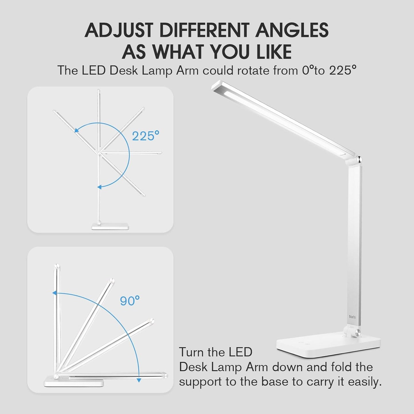 mafiti LED Desk Lamp, Aluminum Daylight Lamp Touch Control,Eye-Caring Dimmable Foldable Table Lamp for Back to School,Office,Bedroom,Working,Reading,Gift (white)