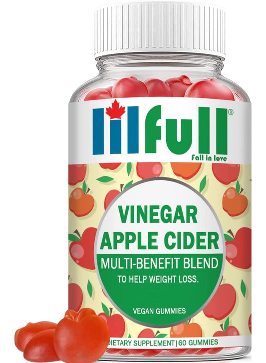 Lilfull Apple Cider Vinegar 1000mg 60 Vegan Gummies with Ginger Root Extract Supports Immune Health & Multi Benefit Blend to Help Weight Loss | Apple Cider Vinegar Dietary Supplement for Men Women