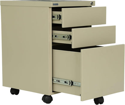 RIGID Steel Mobile Pedestal 2 Box Drawers & one file drawer pedestal Unit Modern & Sleek Office Furniture (Beige)