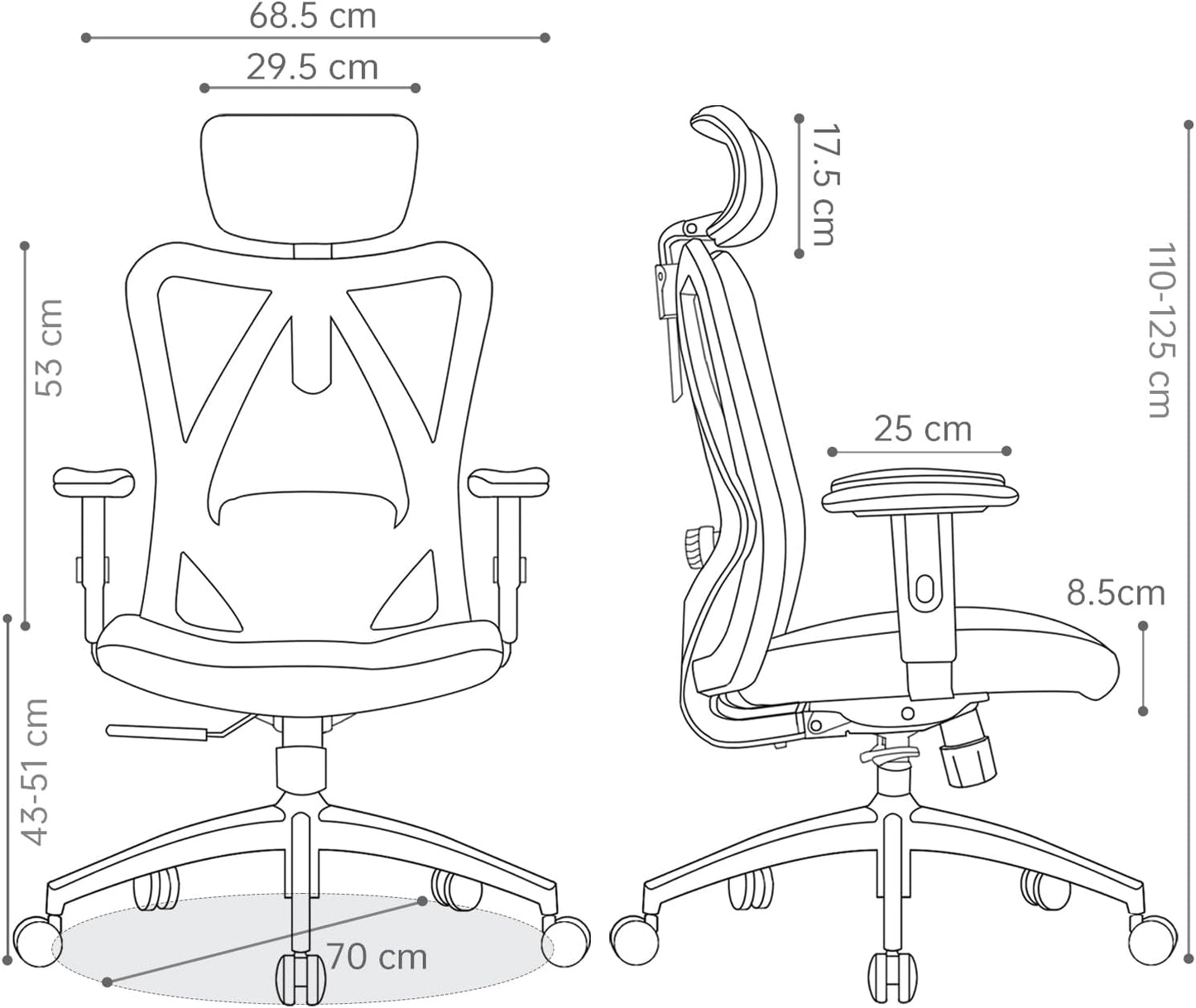 SIHOO M18 Ergonomic Office Chair, Computer High Back Desk Chair with 2D Armrest, Adjustable Headrest, Lumbar Support and Comfortable Thick Cushion.(Orange)