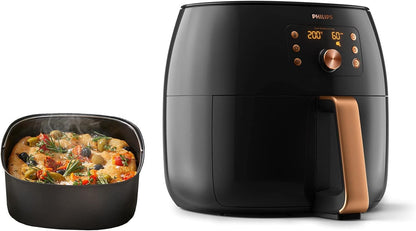 Philips XXL Airfryer - 2225W, 7.3L, 1.4KGs, Smart Sensing Technology, Rapid Air Technology, Black/Copper - HD9863/91