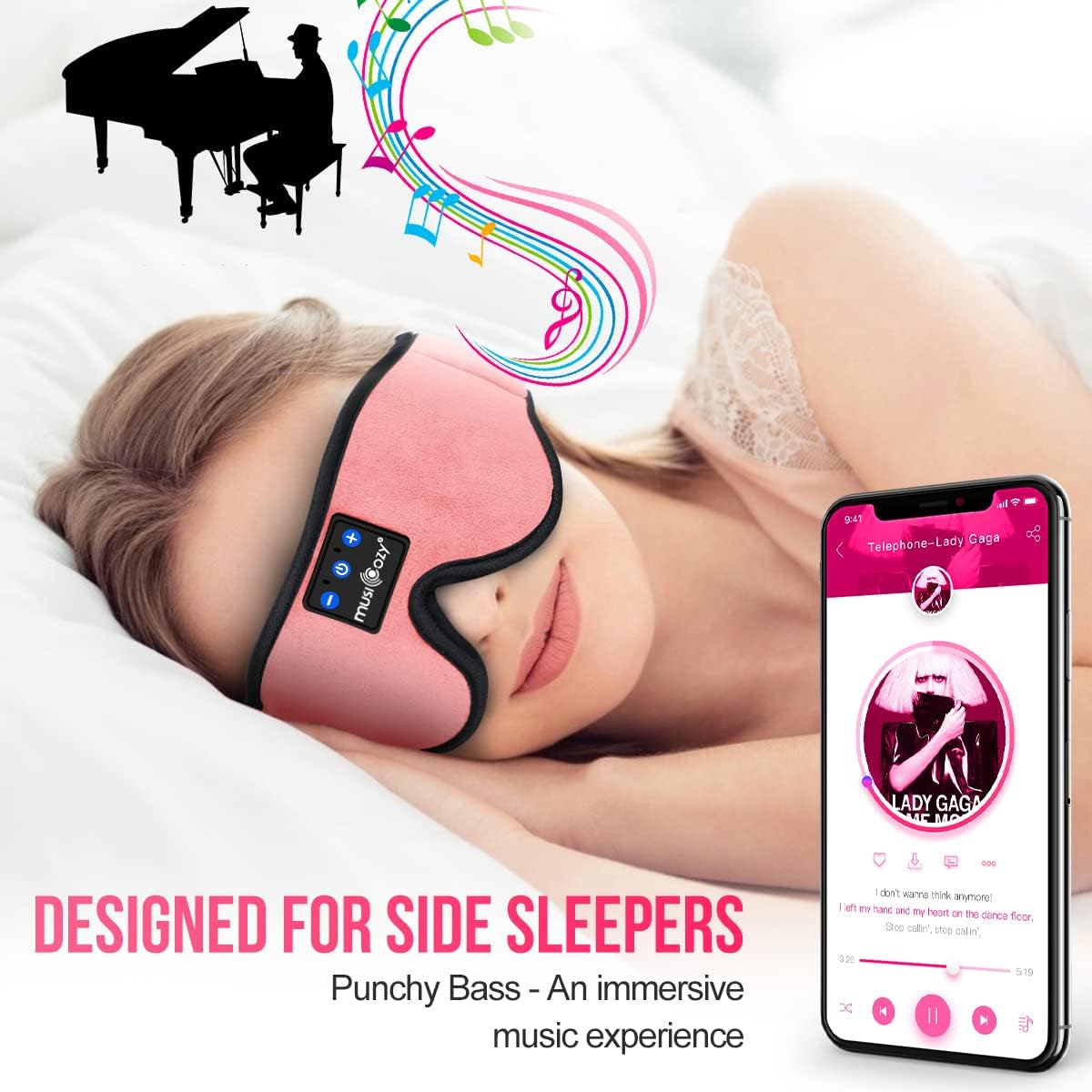 MUSICOZY Sleep Headphones Bluetooth Sleep Mask 3D Wireless Music Sleeping Headphones Headband Eye Mask Sleep Earbuds for Side Sleepers Mom Men Women with Speakers Cool Tech Gadgets Gifts