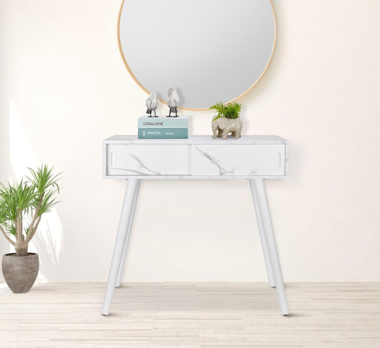 Console Table, 31" Console Tables for Entryway Small Entryway Table, Vanity Desk Rattan Dresser Side Table Entry Table Narrow Console Table Modern Hallway Table Boho Sofa Table