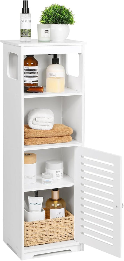 CITLOW Bathroom Waterproof Cabinet,White Floor Standing Storage Cabinet Home StorageFurniture Shelf,Suitable for Toilet Bedroom Kitchen Living Room,75x22x20cm