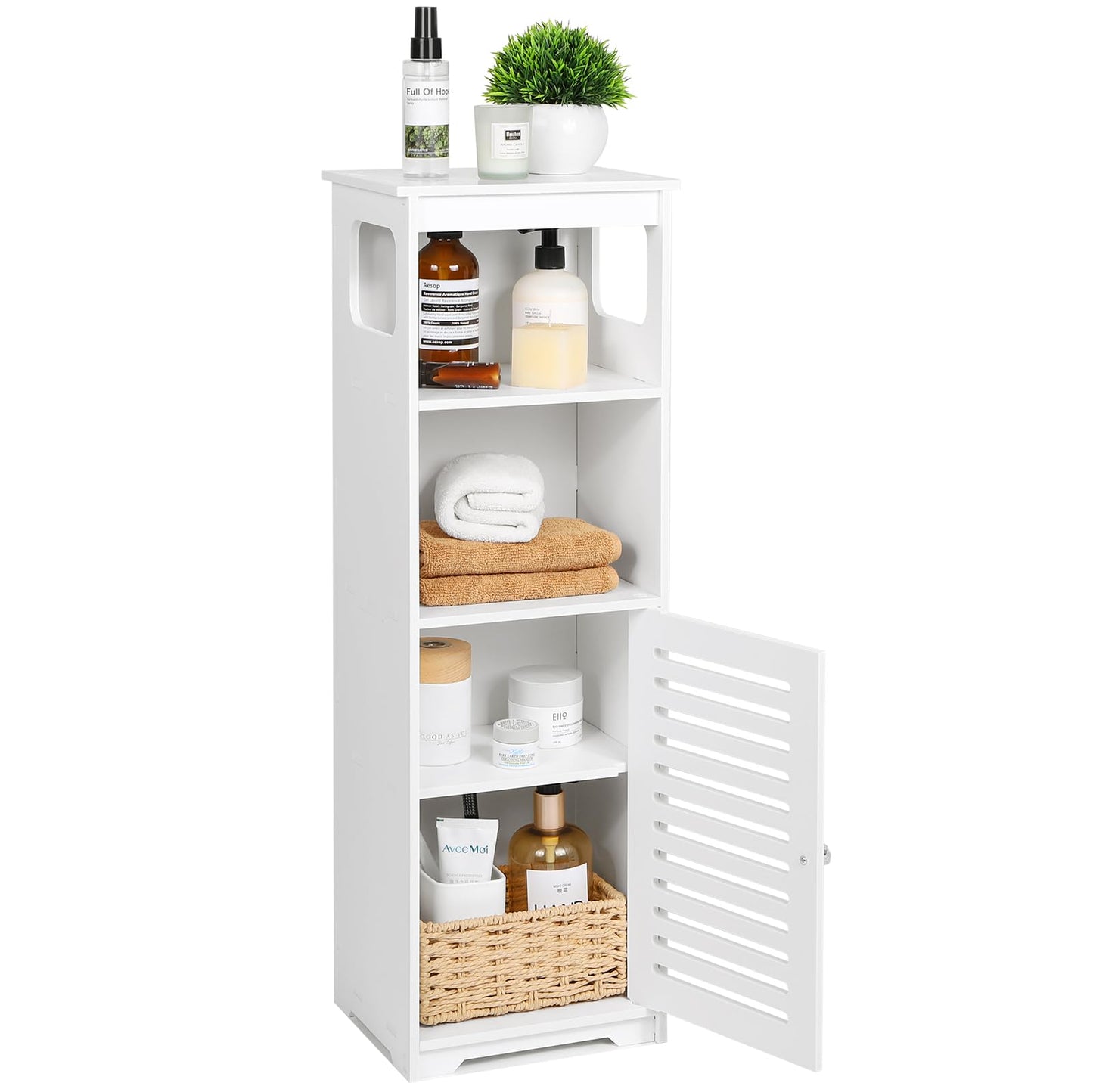 CITLOW Bathroom Waterproof Cabinet,White Floor Standing Storage Cabinet Home StorageFurniture Shelf,Suitable for Toilet Bedroom Kitchen Living Room,75x22x20cm