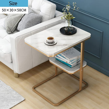 Round Side End Table 2 Layer Sofa Table Metal Corner Table Coffee Snack Tray Table Snack Accent Table Anti-Rusty for Outdoor and Indoor Use (B-Style)