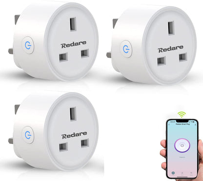 Redare Smart Plug,WiFi Plugs Alexa,16A Mini Outlet Compatible with Alexa and Google Home, Mini Socket with Remote & Voice Control with Electricity Statistics Timer Function, No Hub Required(4 pack)