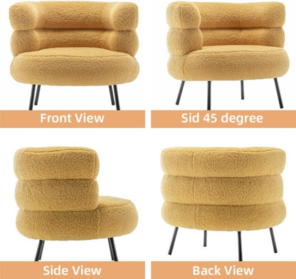 Exclusive Polyester Barrel Chair Sherpa Fabric Accent Chair, Comfy Tufted Upholstered Armchair (Yellow Polyester)