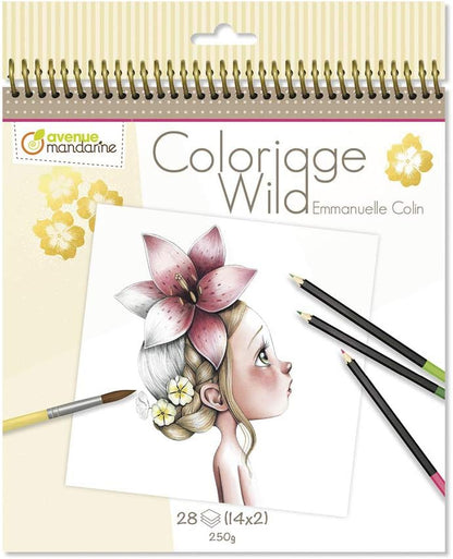 Avenue Mandarine - Ref GY093C - Coloriage Wild No. 4 - Adult Colouring Book Featuring Artwork from Emmanuelle Colin - 20cm x 20cm, 28 Sheets, 14 Designs, 250gsm Drawing Paper