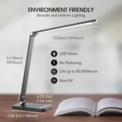 mafiti LED Desk Lamp, Aluminum Daylight Lamp Touch Control,Eye-Caring Dimmable Foldable Table Lamp for Back to School,Office,Bedroom,Working,Reading,Gift (white)