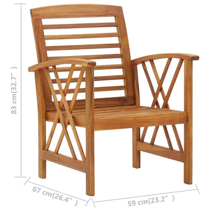 vidaXL 2x Solid Wood Acacia Garden Chairs with Cushions Patio Sofa Seating Wooden Chair Outdoor Balcony Terrace Yard Lawn Furniture