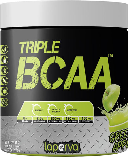 Laperva Post Work Out Diet Supplement Triple Bcaa 0 Fat, 0 Carbs And 0 Sugar Amino Glutamine For Energy Booster And Muscle Recovery Water Melon, 420 Gm