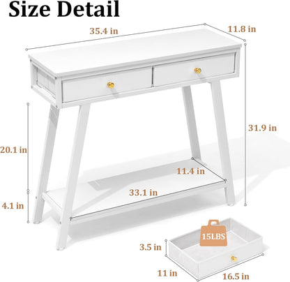 JOINHOM Console Table with Storage for Living Room - Black Narrow Entryway Table with Shelves, Wood Modern Sofa Table for Hallway