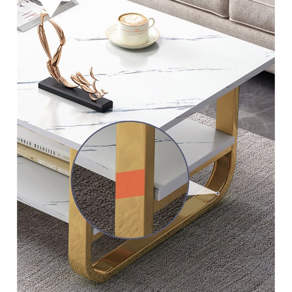 LEDIN Small household size of the coffee table simple modern coffee table living room home light luxury creative square coffee table (Marble white)