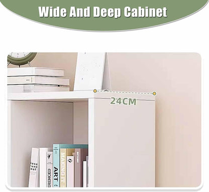 AliAliAli Book shelf Cabinet, Multi Storage Bookshelf Rack with Doors, Simple Bucket for Bedroom, Bookcase for Living Room, Floor-Standing Cabinet Home, office & School (3Tiers)