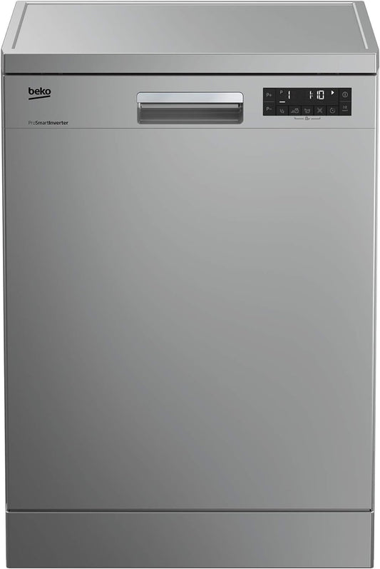 Beko Freestanding Dishwasher,15 Place Setting, with 8 Programmes,DFN28420S Silver, 1 Year Manufacturer Warranty