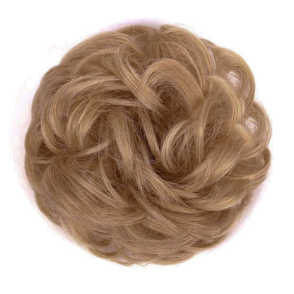 MORICA 1PCS Messy Hair Bun Hair Scrunchies Extension Curly Wavy Messy Synthetic Chignon for Women (12AH613(Light Golden Brown & Lightest Blonde))