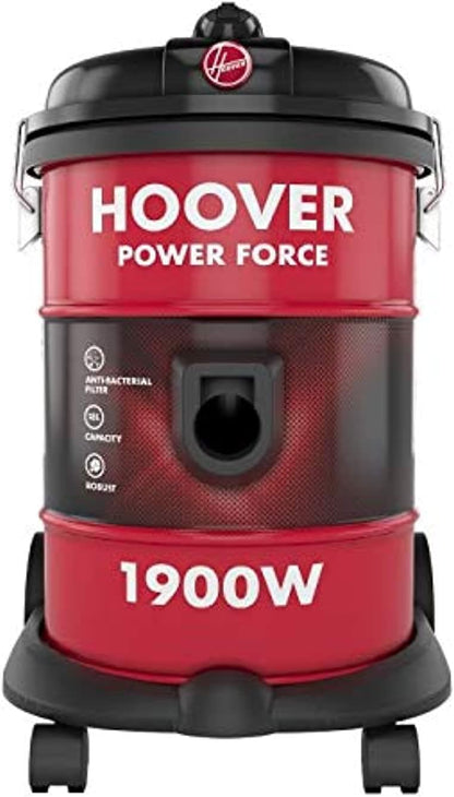 Hoover Power Force Drum Vacuum Cleaner 18 Litre Capacity, 1900W With Blower Function For Home & Office Use, Red HT87-T1-ME