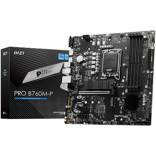 MSI Pro B760M-P LGA1700 4X DDR5 2X M.2 PCIe 4.0 USB-C Micro ATX Motherboard