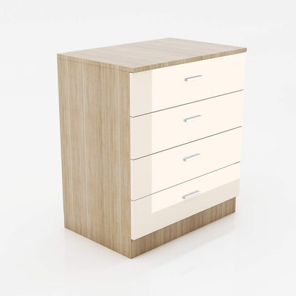 ZANOFIRA 600mm Bedroom Chest of Drawers with 4 White/Oak Storage Draws for Tower and Clothes Cabinet Organiser Ideas Units High Gloss Bedroom Furniture Set