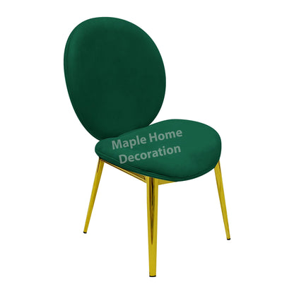 Maple Home Velvet Dining Chair Upholstered Comfortable Cushion Armless Chair Dining Living Room Furniture (Green)