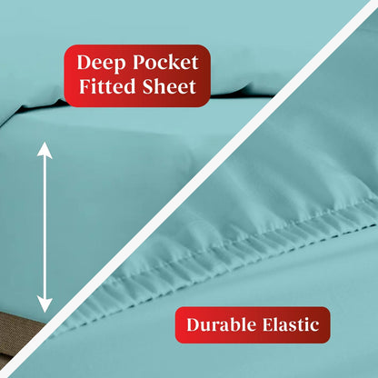 Premium Beige King Sheets Set - 1800 TC Series 4 Piece Bed Sheets - Soft Brushed Microfiber Fabric - 16 Inches Deep Pockets Sheets Wrinkle Free & Fade Resistant by Infinitee Xclusives