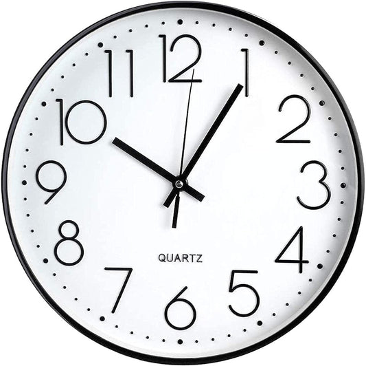 Wall Clock 12 Inch Silent Non-Ticking Wall Clocks Battery Operated Ultra-Quiet Movement Quartz Round Clock Simple Modern Style (White)