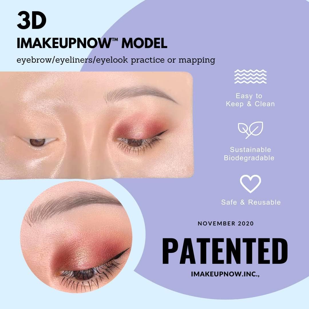 Makeup Practice Face Board 3D Realistic Pad for Makeup Artist Board Makeup Practice, Eyeshadow Eyeliner Eyebrow Lash mapping Realistic Face Skin Eye Make up Practice Model for Makeup Starter