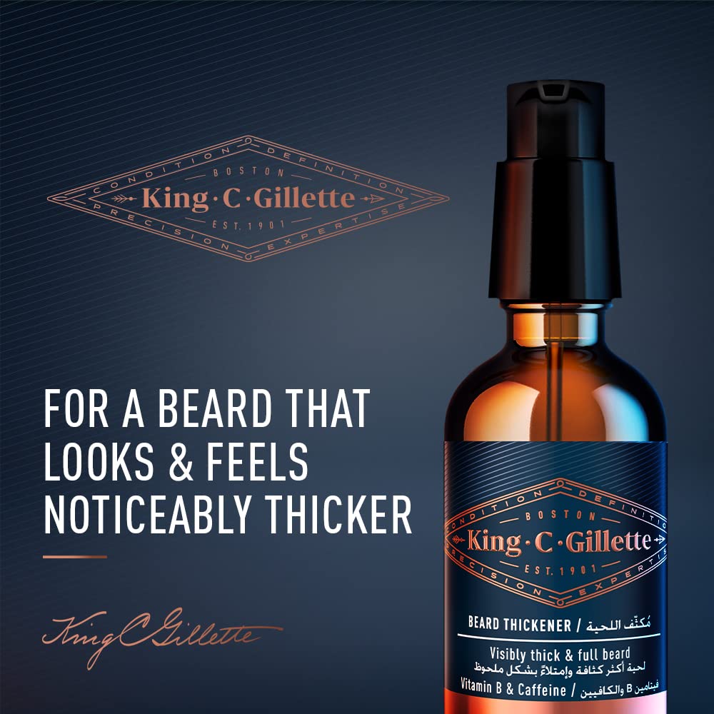 King C Gillette Men’s Beard Thickener Serum with Caffeine and Vitamin B for a Noticeably Thicker Beard, 50 ml