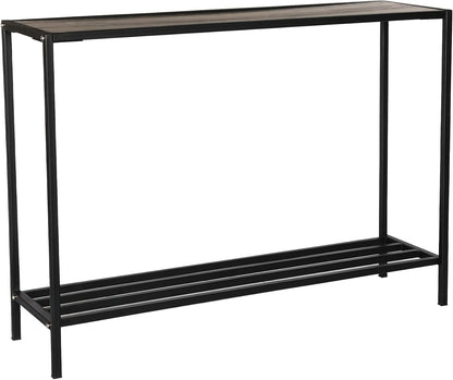 RIGID Modern Console Table, Thin Sofa Table, Slim Narrow Accent Entryway Table with Storage Shelf, Industrial Steel Frame, Sturdy Coffee Snack Table, Side Table, End Table for Living Room, Hallway