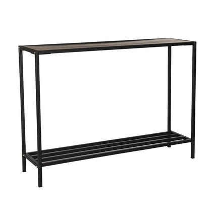 RIGID Console Table | Corner End Table with Stainless Steel Frame and Glass Top for Living Room, Office