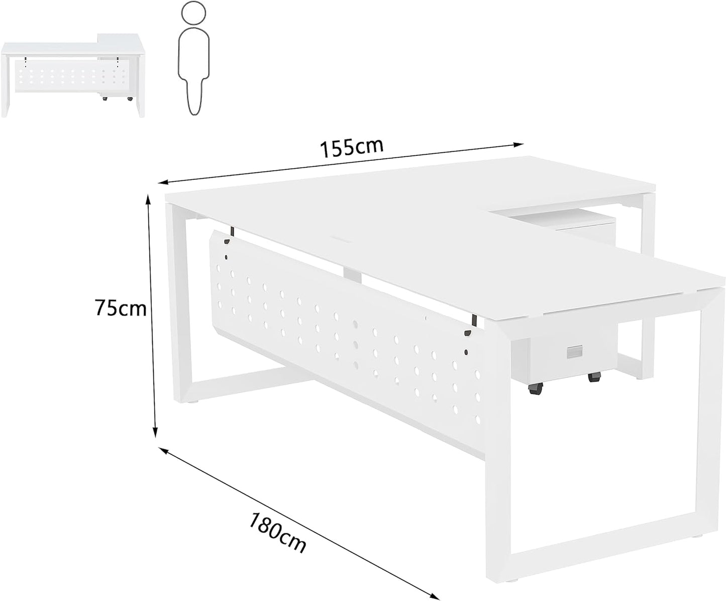 Mahmayi Vorm 136-18 White Modern Workstation Material-Melamine on MDF