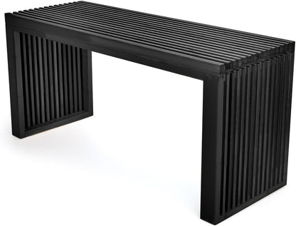 APRTAT Bamboo Dining Bench,Indoor Storage Bench Wood | Kitchen & Living Room Furniture-35.43L x 12.99W x 16.93H in, Long, Black