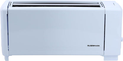 Olsenmark 4 Slice Bread Toaster, Automatic Pop-Up, Ombt2493 Wide Bread Slots & Variable Browning Shade Controls Mid Cycle Cancel Function Hinged Crumb Tray, White