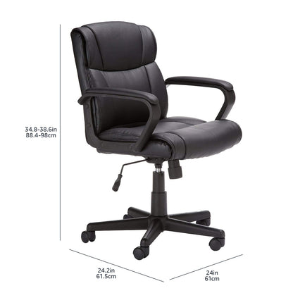 Amazon Basics Padded Office Desk Chair with Armrests, Adjustable Height/Tilt, 360-Degree Swivel, 124.7 kilograms Capacity, 61.46 x 60.96 x 88.39 centimeters, Black