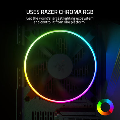 Razer Kunai Chroma Hydraulic RGB LED PWM Performance Fan (140mm)- Hydraulic aRGB PC Fans (Quiet, Powerful, Connect up to 8 Fans, PWN Fan Controller Support, Chroma aRGB) 1 Fan, Black