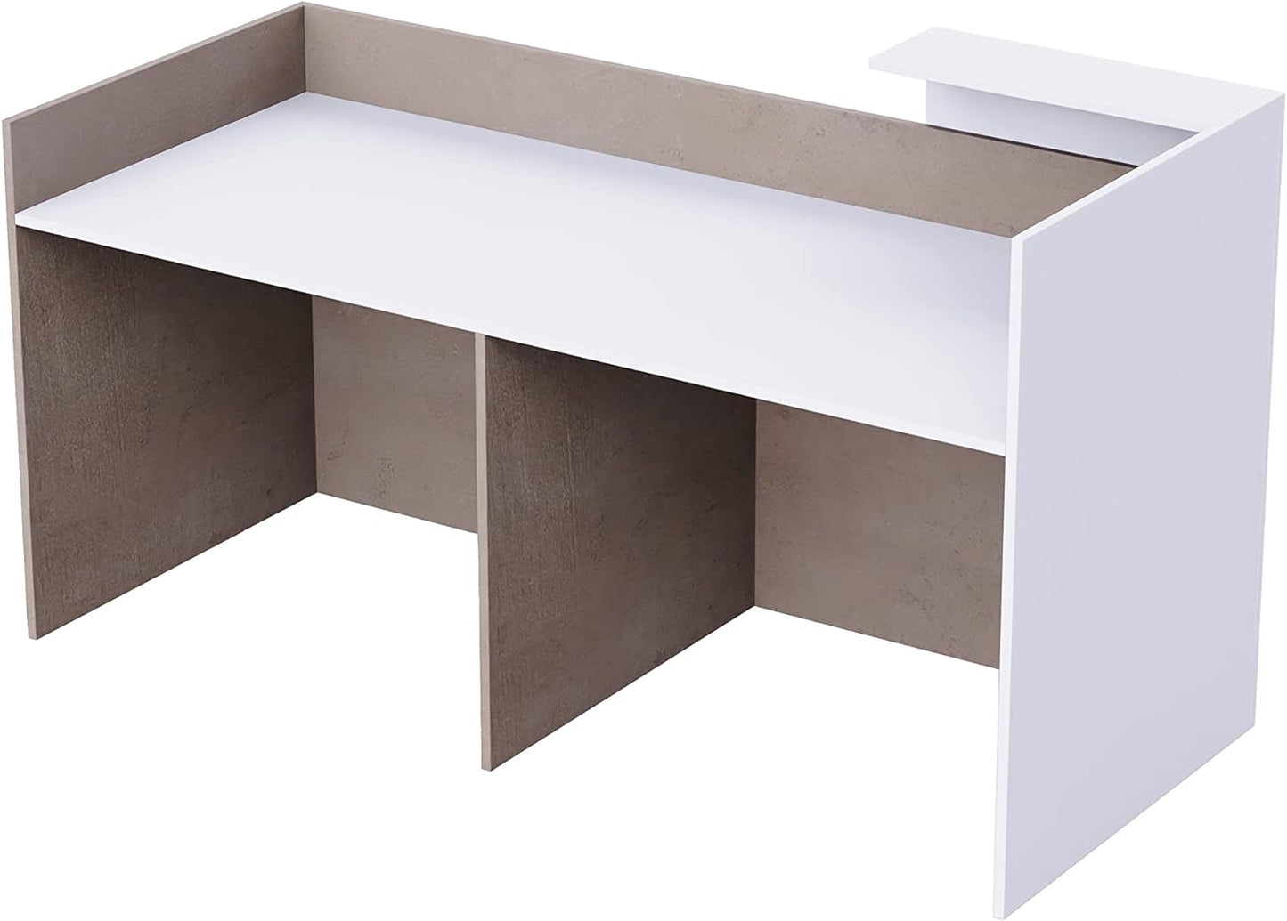 Mahmayi REC-2 Designer Reception Desk For Office Space, Front Office Desk (White-Coco Bolo)