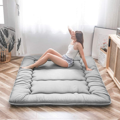 LIODUX Japanese Floor Mattress Futon Mattress, Thicken Daybed Futon Sleeping Pad Foldable Roll Up Mattress Boys Girls Dormitory Mattress Pad Kids Floor Lounger Bed Couches and Sofas (Grey, Twin)