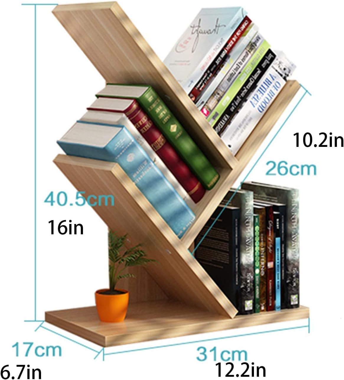 TEEMEI Multi-Tier Small Wood Book Shelf Organizer Bedroom Home Children's Bookcase Storage Rack Simple Furniture Desk Bookshelf for Student Dormitory and Office (tree shape)