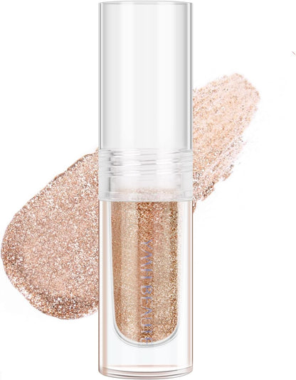 YMH BEAUTE Liquid Glitter Eyeshadow, Pigmented, Long Lasting, Quick Drying, Easy to Apply, Loose Glitter Glue for Eye Crystals Makeup (Transparent Flashing Colorful Sequins 01)