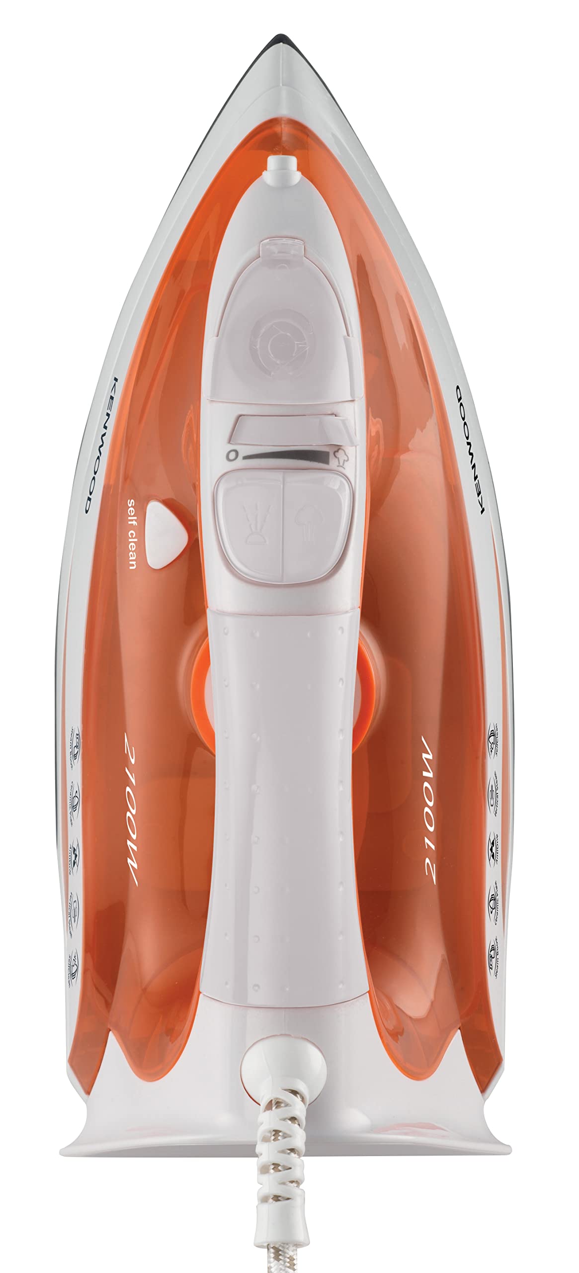 Kenwood Steam Iron 2100W With Ceramic Soleplate, Anti-Drip, Self Clean, Continuous Steam, Burst, Spray Function Stp50.000Wo White/Orange