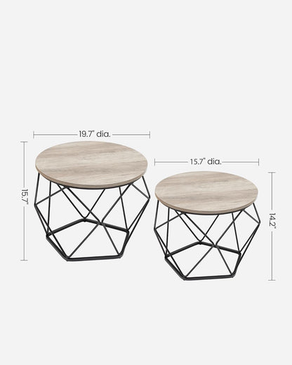 Vasagle Coffee Side Table Set Of 2, End Table With Steel Frame, For Living Room, Bedroom, Office, Rustic Brown And Black Ulet040B01