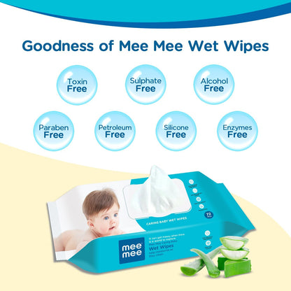 Mee Mee Caring Aloe Vera Baby Wet Wipes, 72 Pieces (Pack of 5)