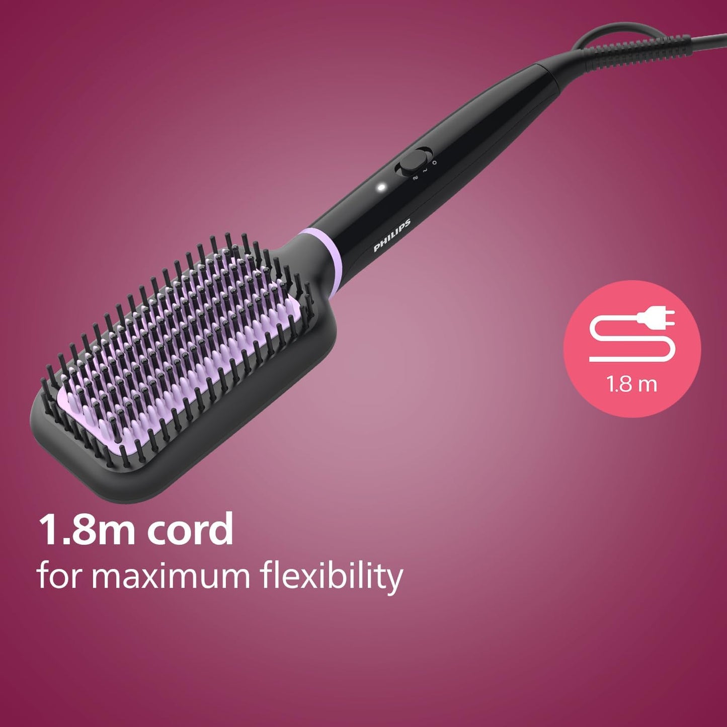 Philips StyleCare Essential | Heated Straightening Brush | Tourmaline Ceramic Coating | 2 Temperature Settings | Hair Straightener | ThermoProtect Technology | 2 Years Warranty | BHH880/03