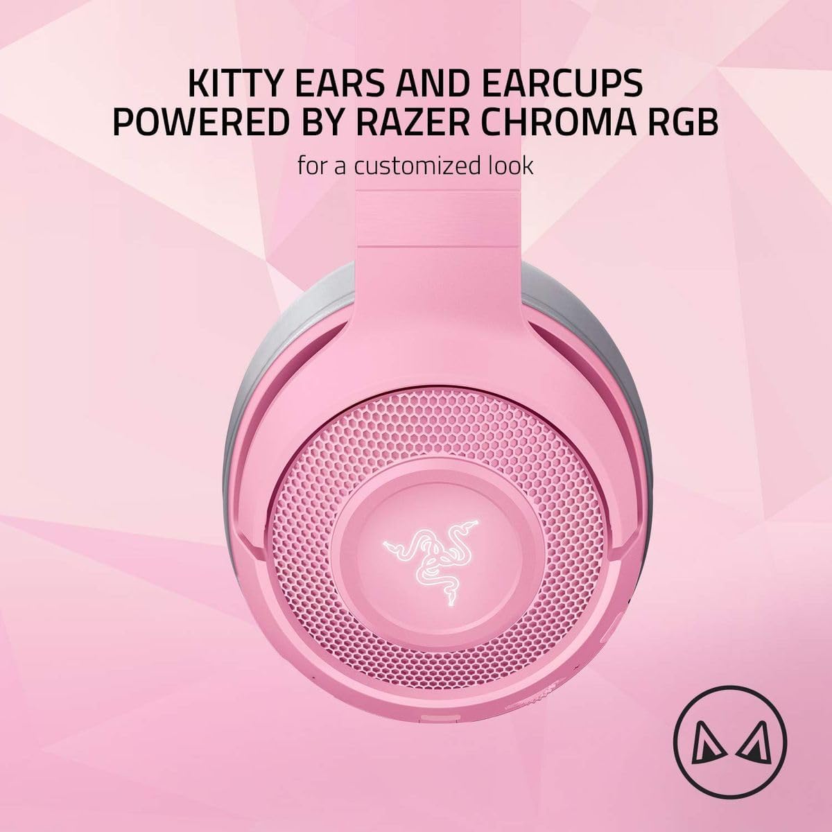 Razer Kraken Quartz Edition - Gaming Headphones for PC, PS4, Xbox One and Switch with 50 mm Drivers and Cooling Gel-Infused Cushions - Pink