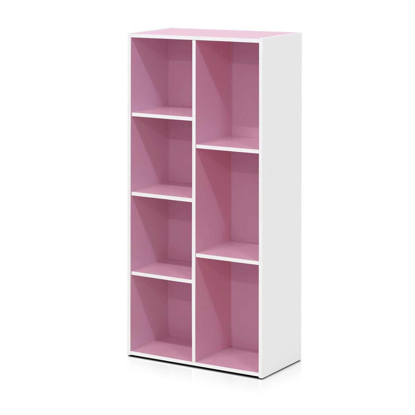 Furinno 5-Tier Reversible Color Open Shelf Bookcase, White/Pink 11055WH/PI