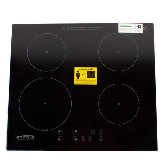 Induction Hob, Built-in Electric Hobs Cooktop, Black Glass Panel with Sensor Touch Control Timer Function Child Safe Lock,4 Cooking Zones, 220 Volts, Model No: CC-470DA-S